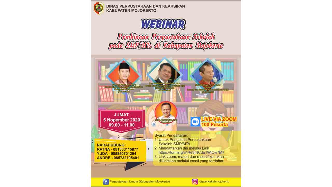 Tingkatkan Kapasitas Pengelola Perpustakaan Sekolah, Disperpusip Mojokerto Gelar Webinar