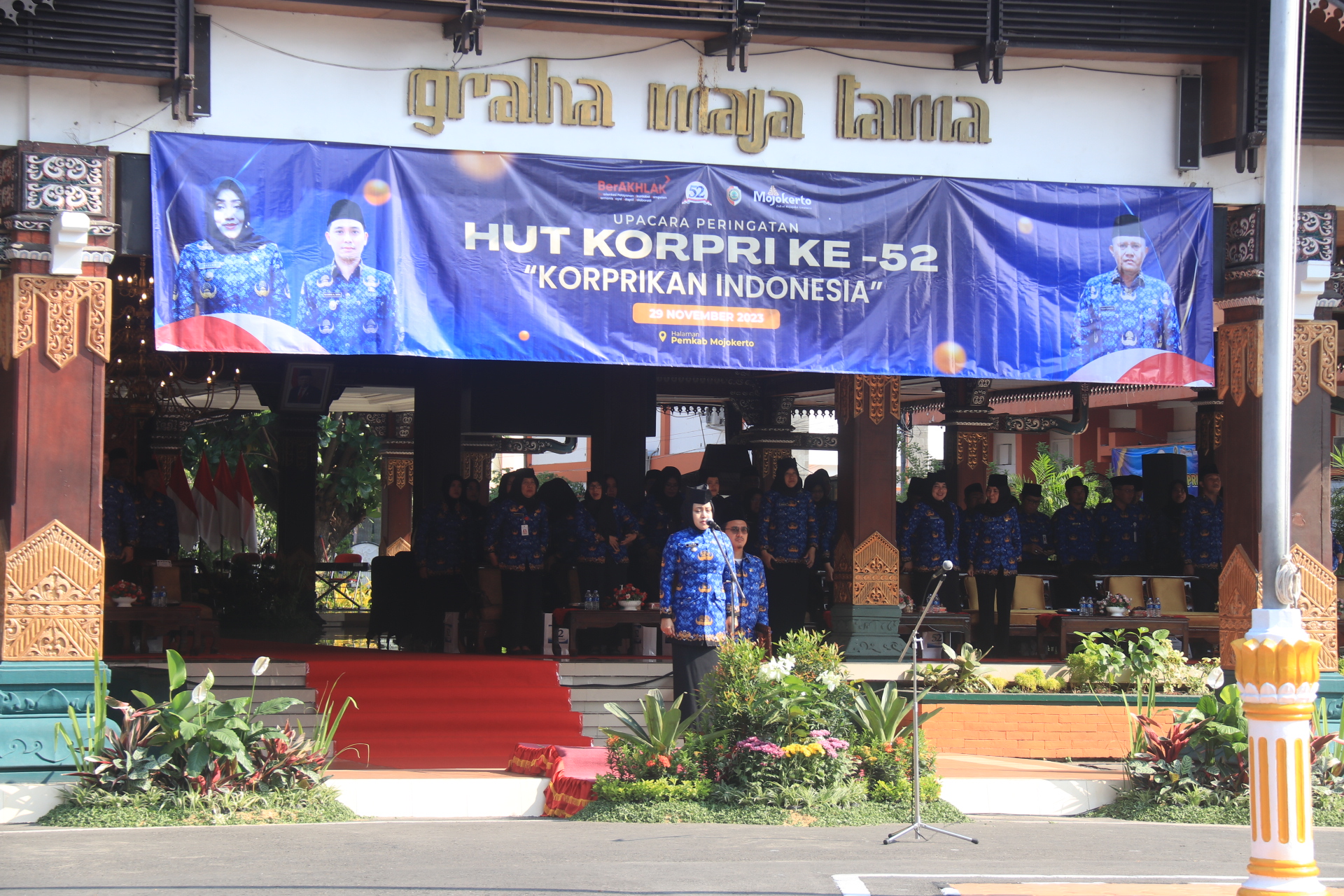 Upacara Peringatan HUT Korpri Ke 52, Momentum Pemkab Mojokerto Tingkatkan Persatuan Hingga Kinerja Pelayanan